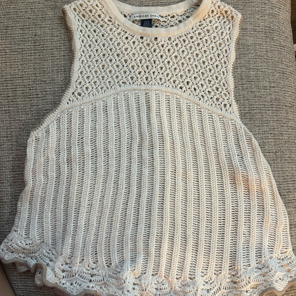 American Eagle Outfitters Women's Cream Knit Sweater Tank